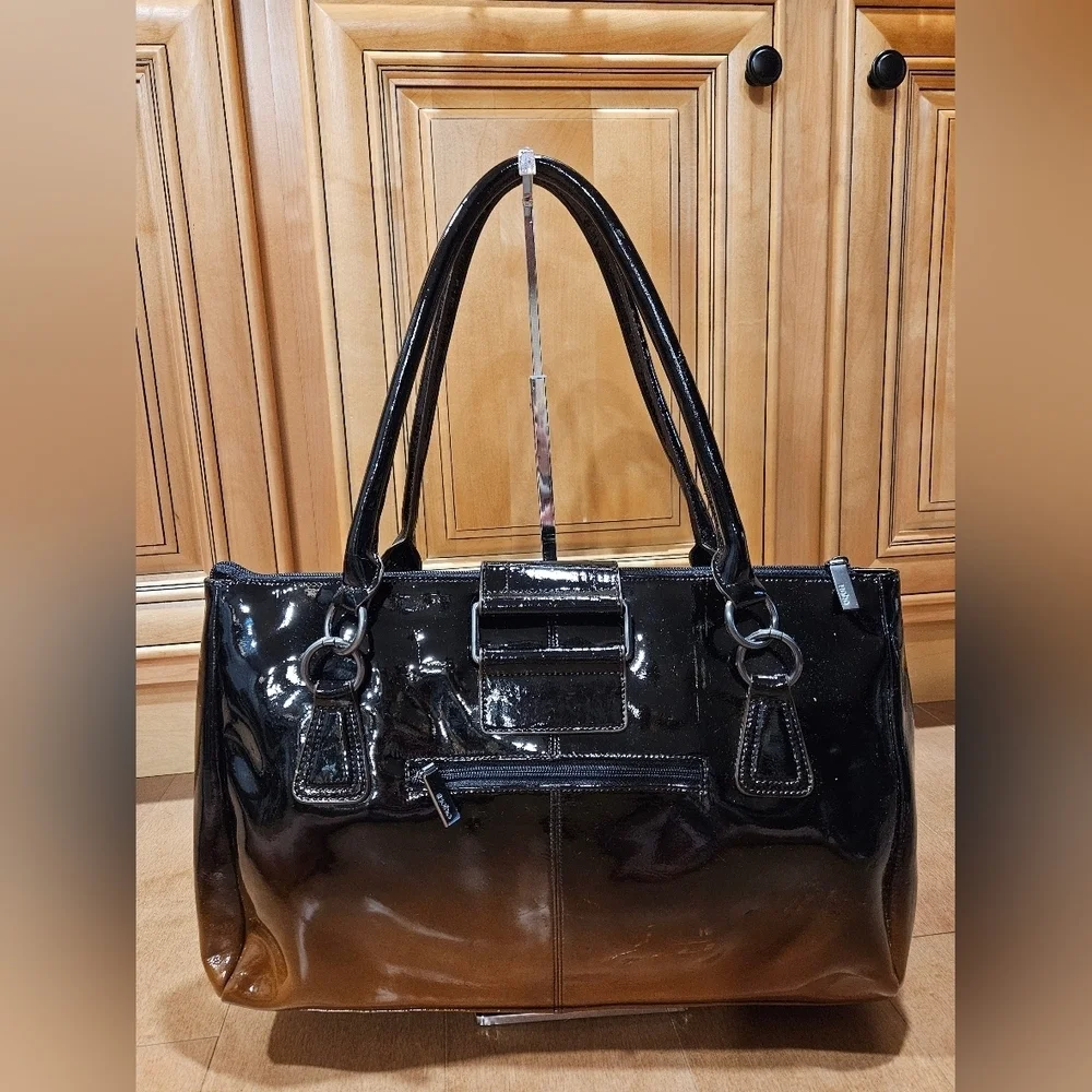 HOBO Int'l Clutch Satchel Purse Bag OMBRE Chocolate Brown Patent Leather NWT